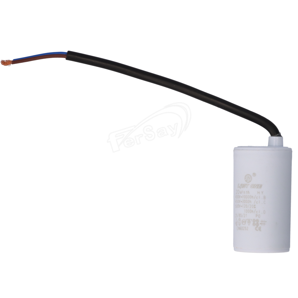 Condensador de arranque para electrodomésticos bipolar 20MF - 450V - con cable - 12AG120 - FERSAY - Principal