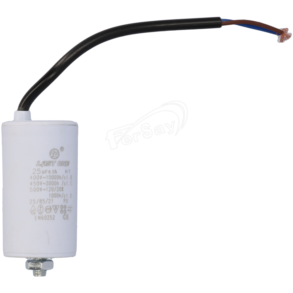 Condensador permanente 25MF 450V con cable - 12AG125 - FERSAY