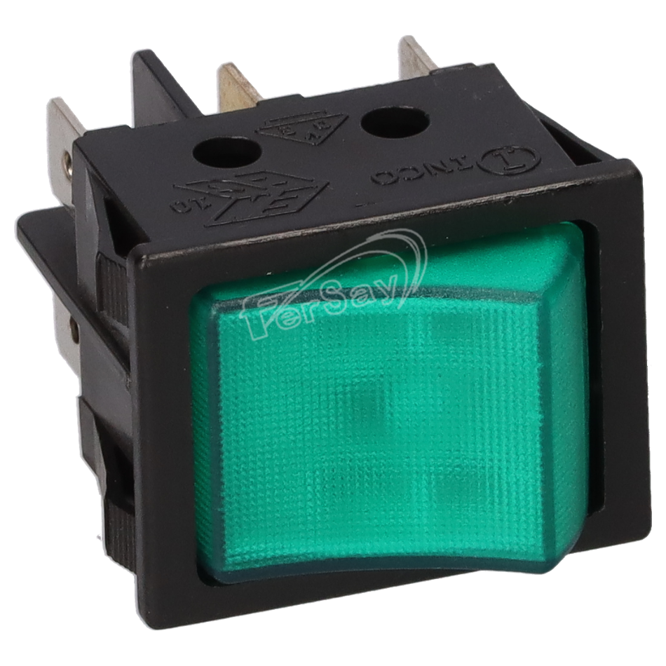 Interruptor luminoso verde de 6 contactos para pequeños aparatos electrodomésticos - 14AG0003 - ZANUSSI