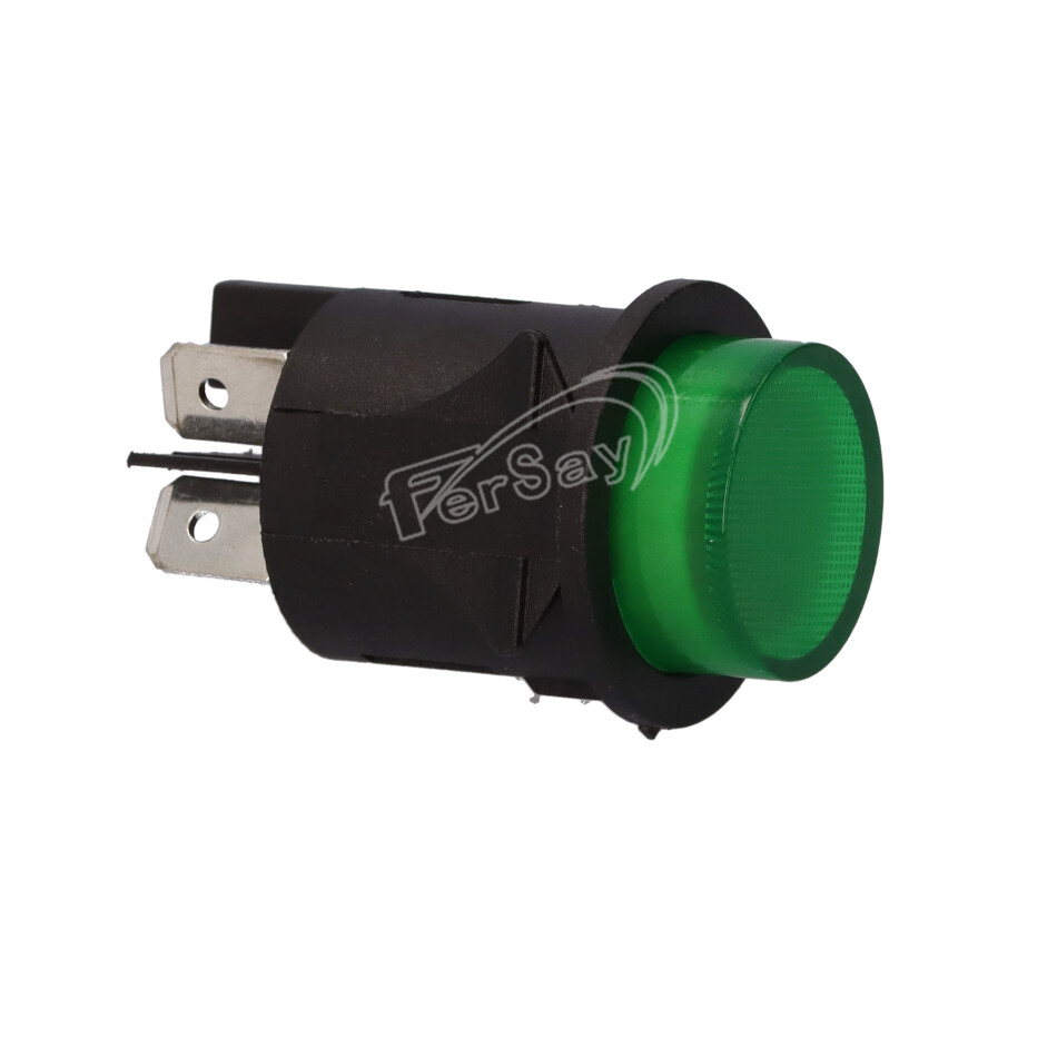 Interruptor luminoso bipolar color verde. - 49HF075 - FERSAY