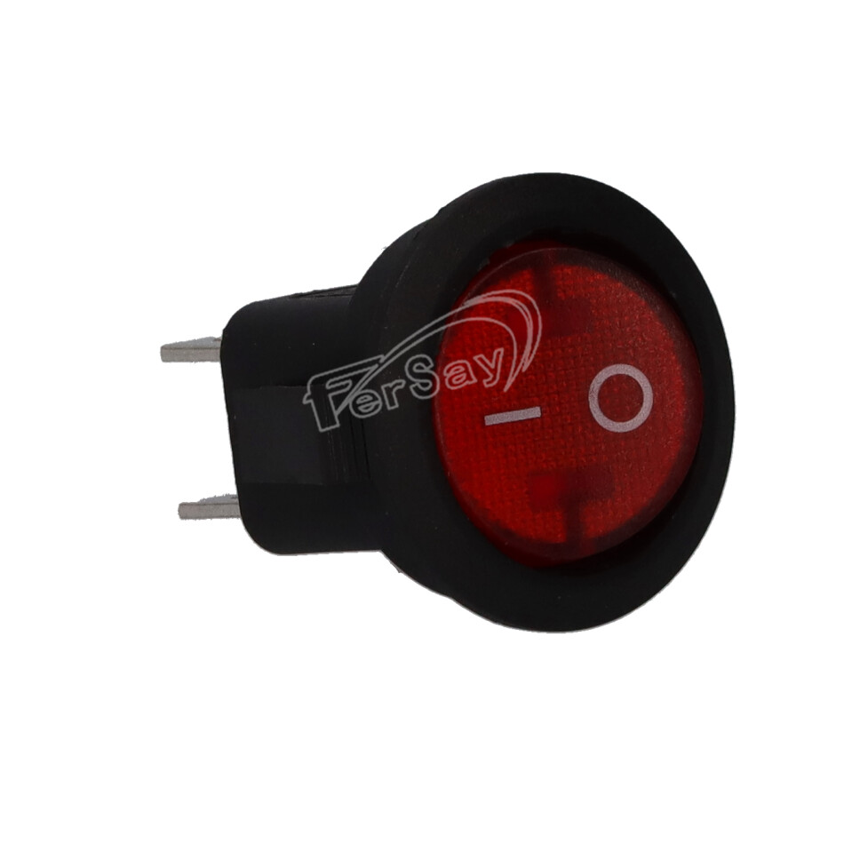 Interruptor redondo, 6A 250V, bipolar, 4 faston 4,8mm. rojo - 49HF394R - UNIVER