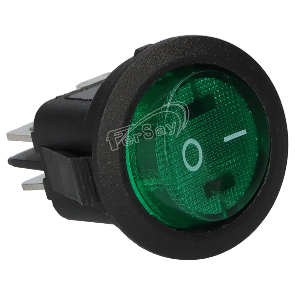 Interruptor redondo, 6A 250V, bipolar, 4 faston 4,8mm. verde - 49HF394V - UNIVER - Principal