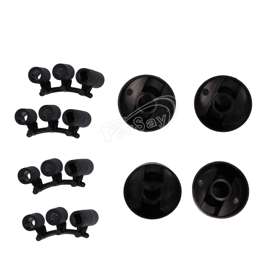 Kit de mando negro universal para cocina; compuesto por mando, eje corto de  6 mm ,  eje largo de 8 mm. - 73AB0206 - FERSAY - Cenital 2
