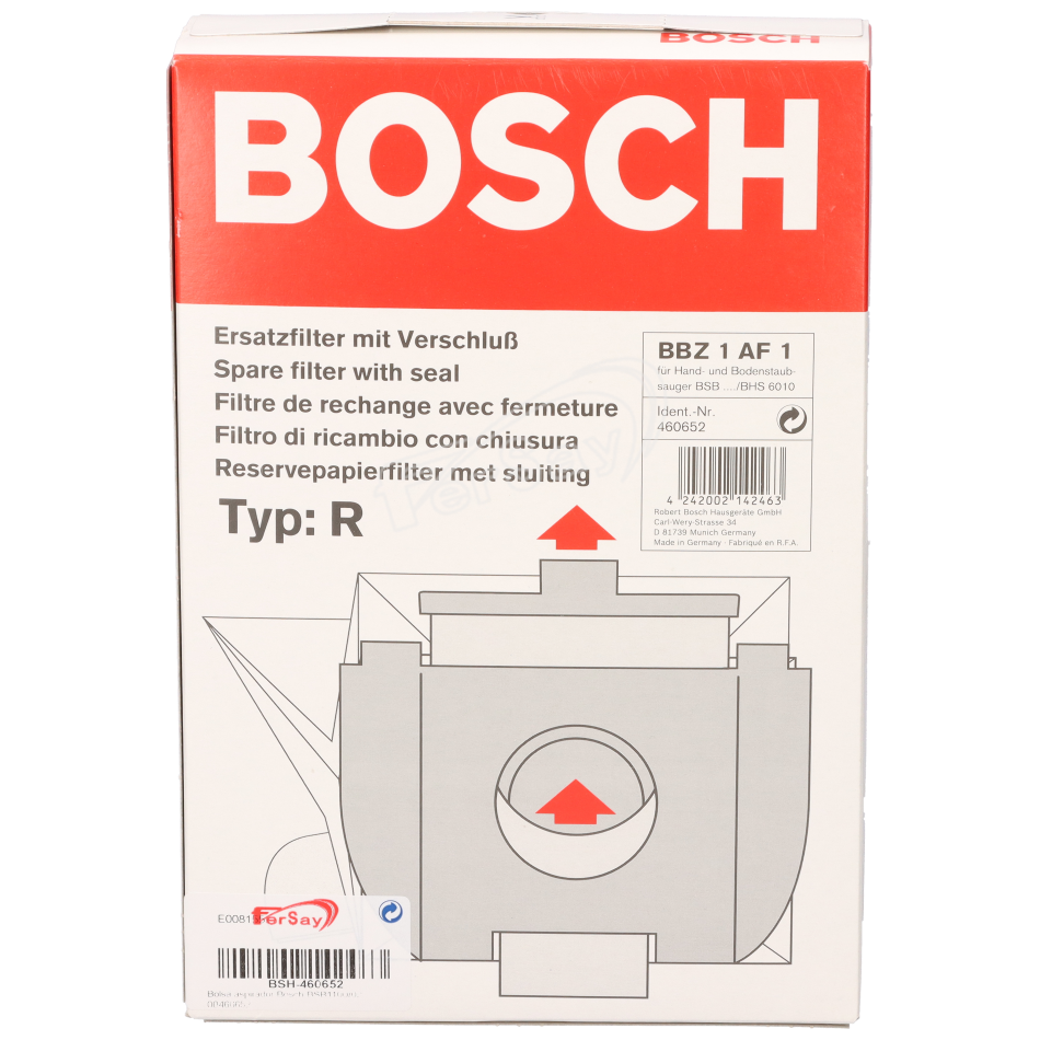 Bolsa para aspirador Bosch BSB1100/02. - BSH460652 - BSH