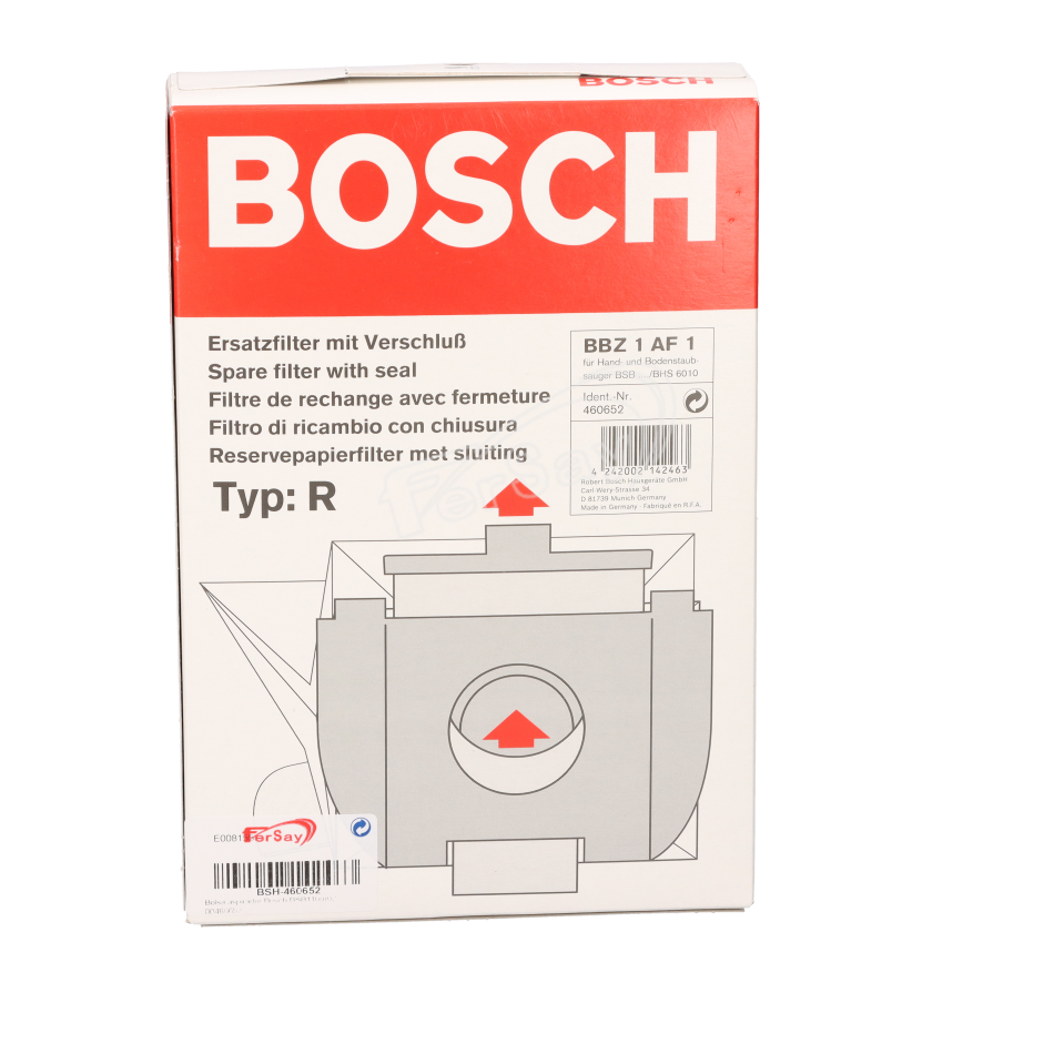 Bolsa para aspirador Bosch BSB1100/02. - BSH460652 - BSH - Cenital 2