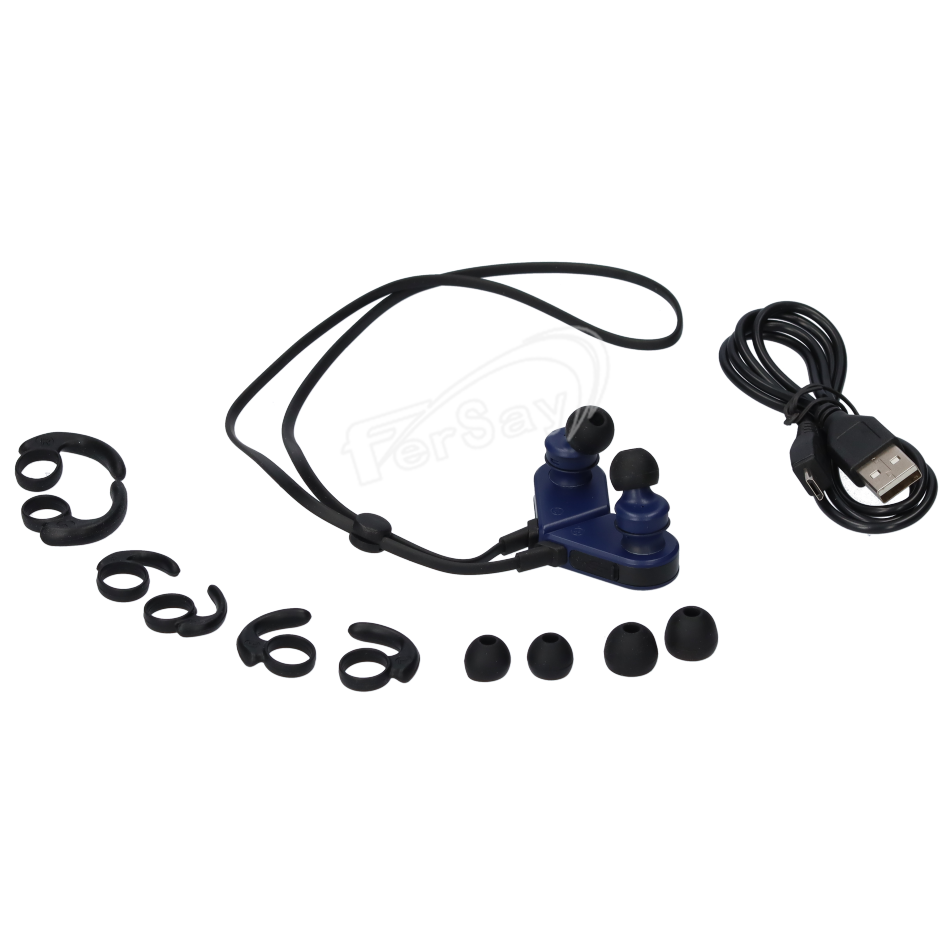 Auricular Bluetooth metalizado con microfono azul - EFAURICULAR25A - FERSAY - Cenital 2