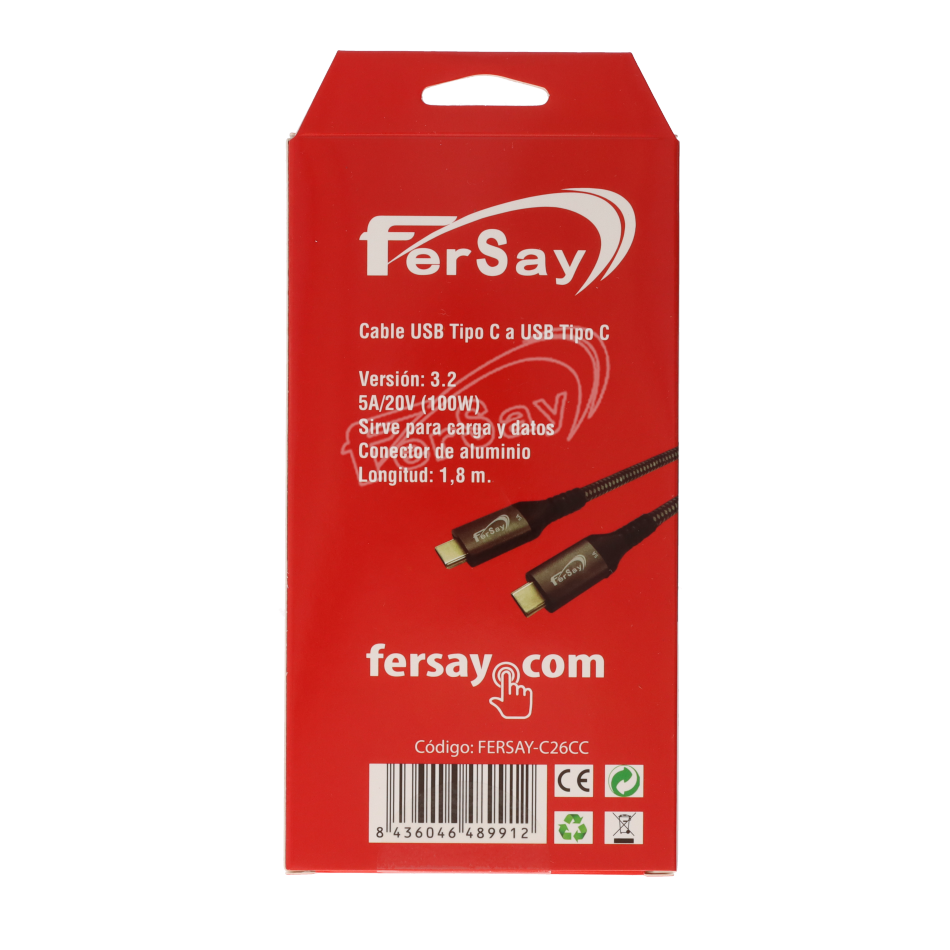 Cabo USB Tipo C a USB Tipo C para Android - FERSAYC26CC - FERSAY - Principal