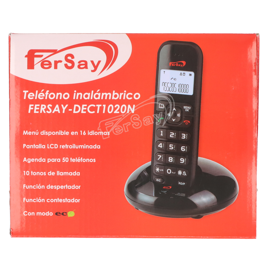 Telefono inalambrico color negro agenda 50 nombres - FERSAYDECT1020N - FERSAY - Cenital 2