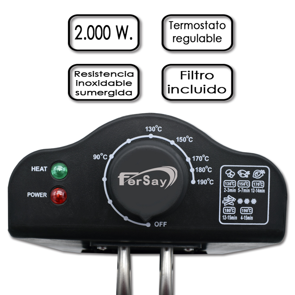 Freidora Fersay de 3 Litros y 2000w - FERSAYFRE3000 - FERSAY - Cenital 2