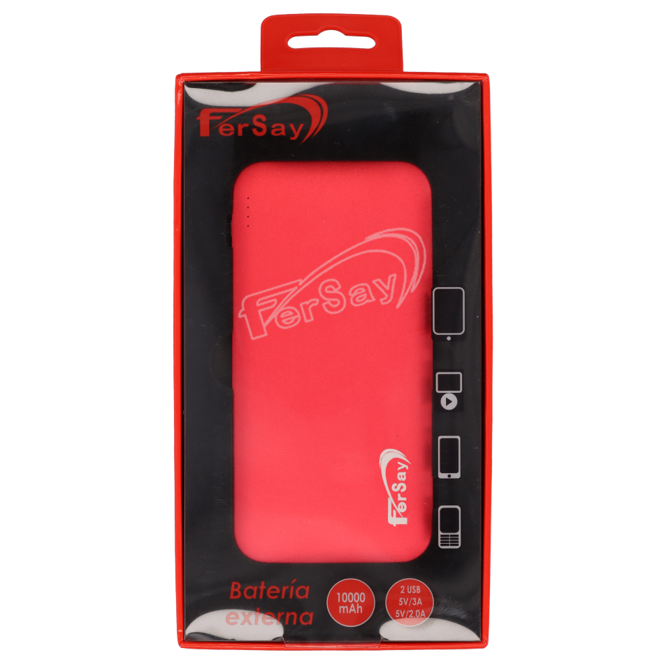 Bateria externa POWERBANK 10000 mah color rojo - FERSAYPWB10000R - FERSAY