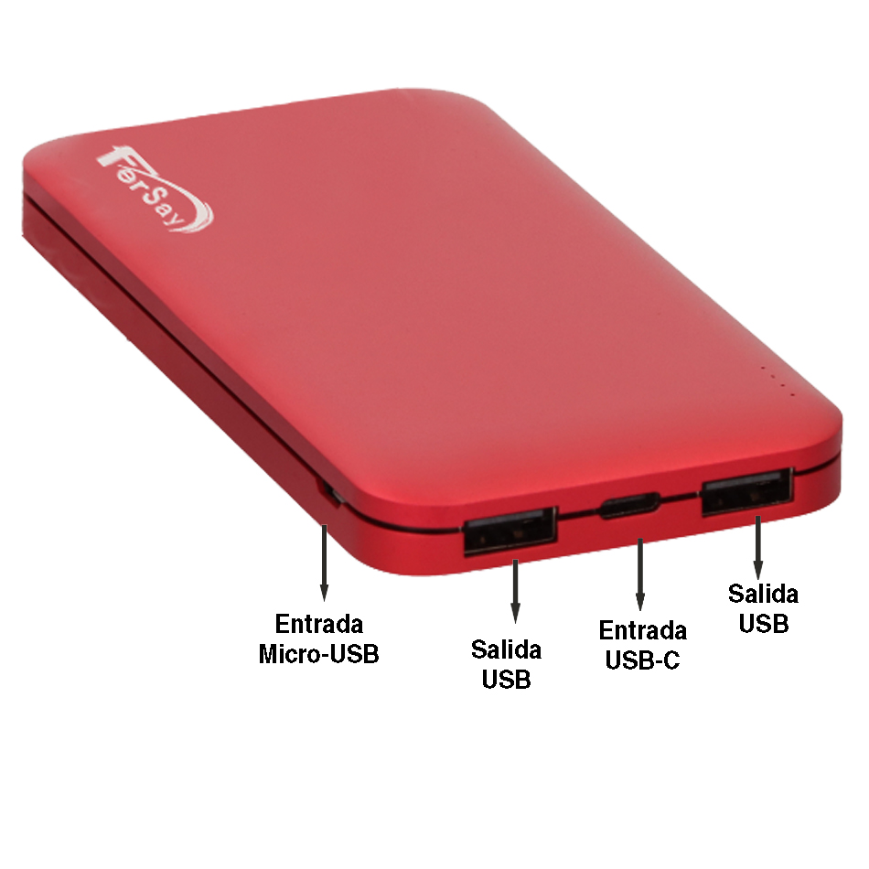 Bateria externa POWERBANK 10000 mah color rojo - FERSAYPWB10000R - FERSAY - Cenital 2