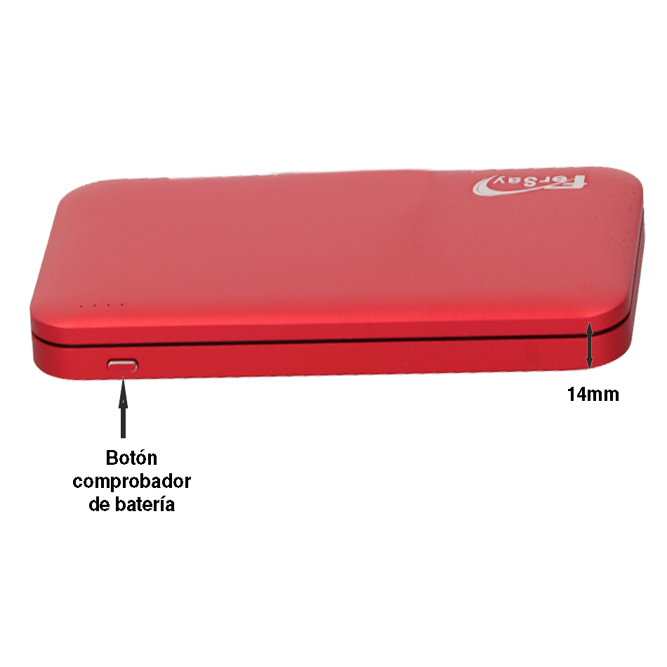 Bateria externa POWERBANK 10000 mah color rojo - FERSAYPWB10000R - FERSAY - Cenital 3