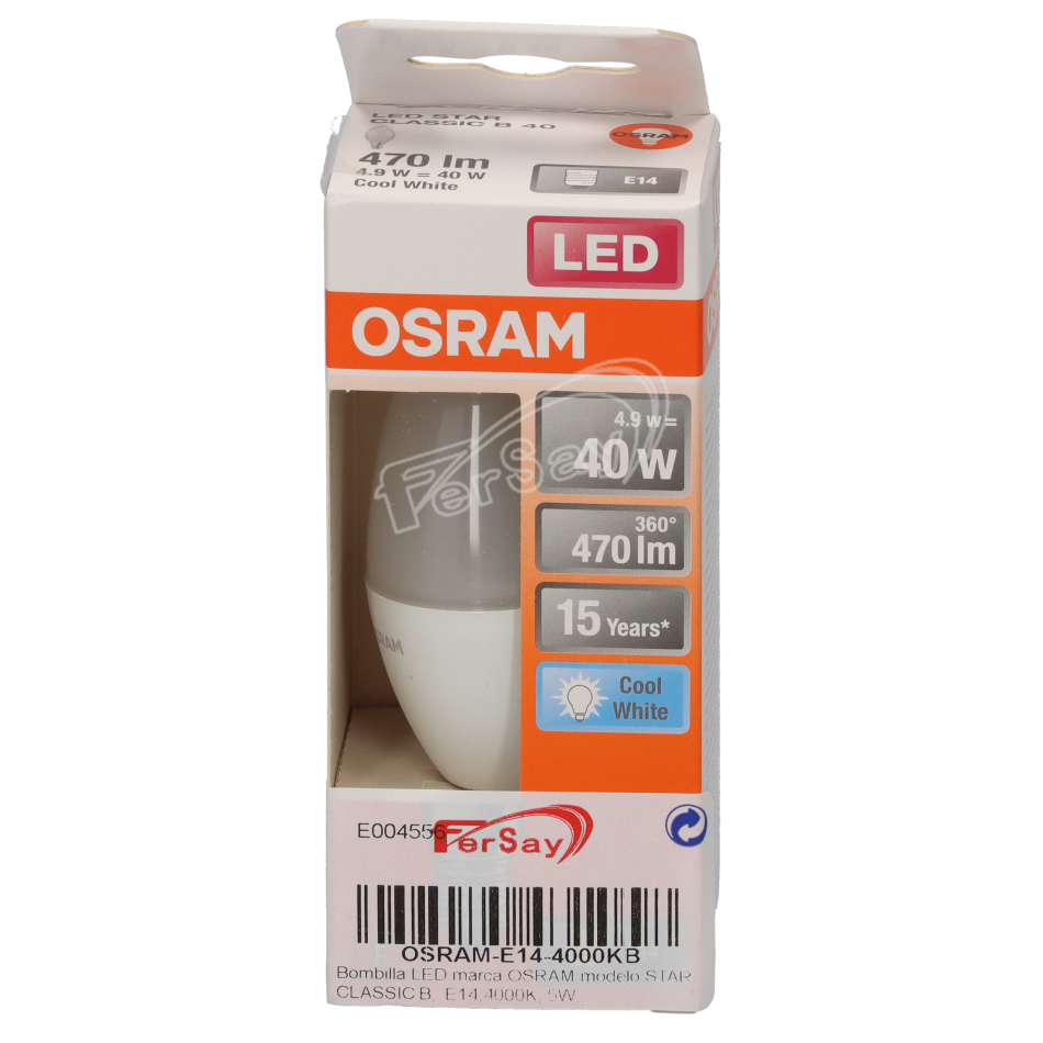 Bombilla LED marca OSRAM,modelo STAR CLASSIC B,  E14, 4000K, 5W, - OSRAME144000KB - OSRAM - Cenital 1