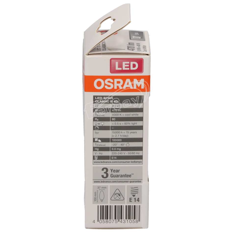 Bombilla LED marca OSRAM,modelo STAR CLASSIC B,  E14, 4000K, 5W, - OSRAME144000KB - OSRAM - Cenital 2