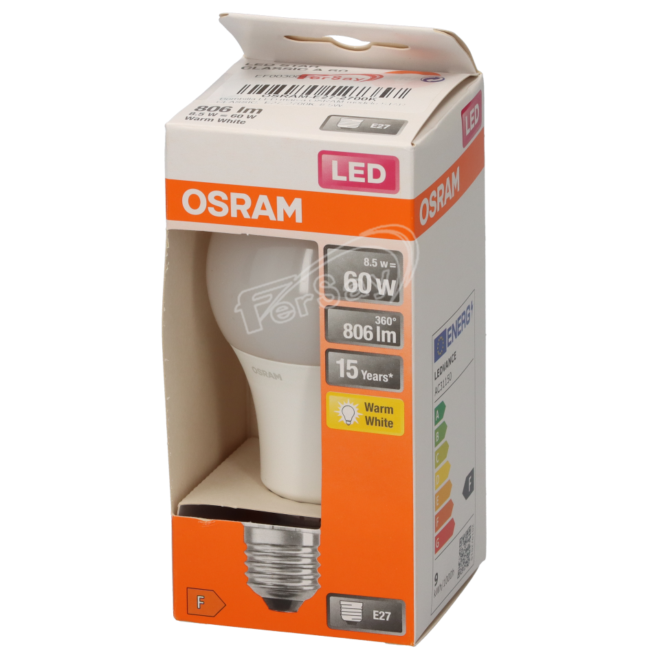 Bombilla LED marca OSRAM,modelo STAR CLASSIC,  E27, 2700K, 8.5W, - OSRAME272700K - OSRAM - Cenital 1