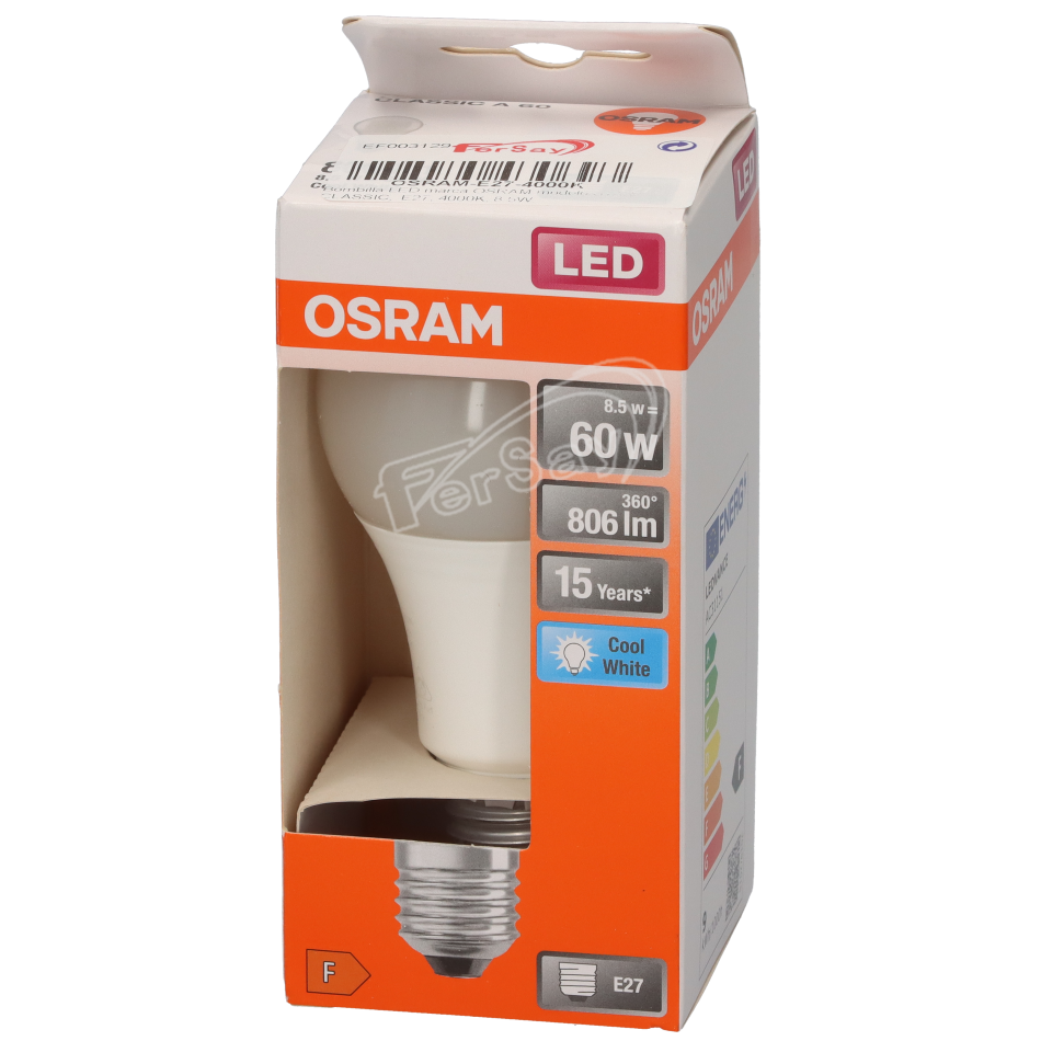 Bombilla LED marca OSRAM,modelo STAR CLASSIC,  E27, 4000K, 8.5W, - OSRAME274000K - OSRAM - Cenital 2