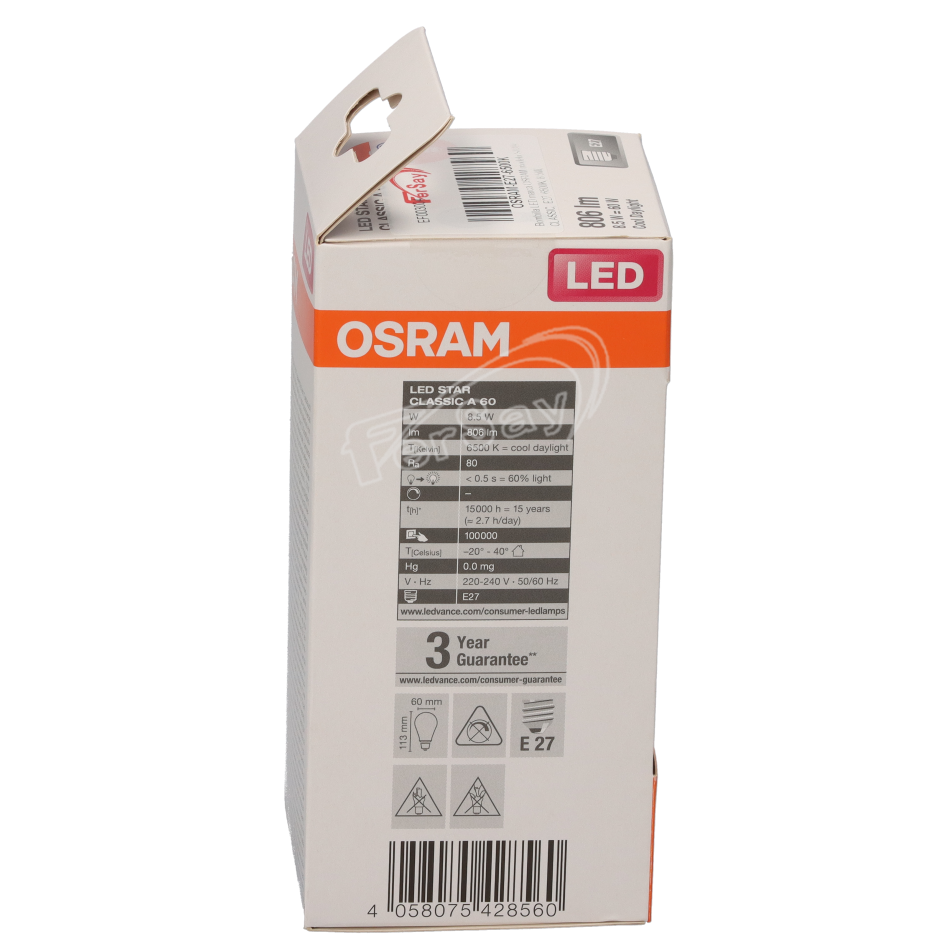 Bombilla LED marca OSRAM,modelo STAR CLASSIC,  E27, 6500K, 8.5W, - OSRAME276500K - OSRAM - Cenital 2