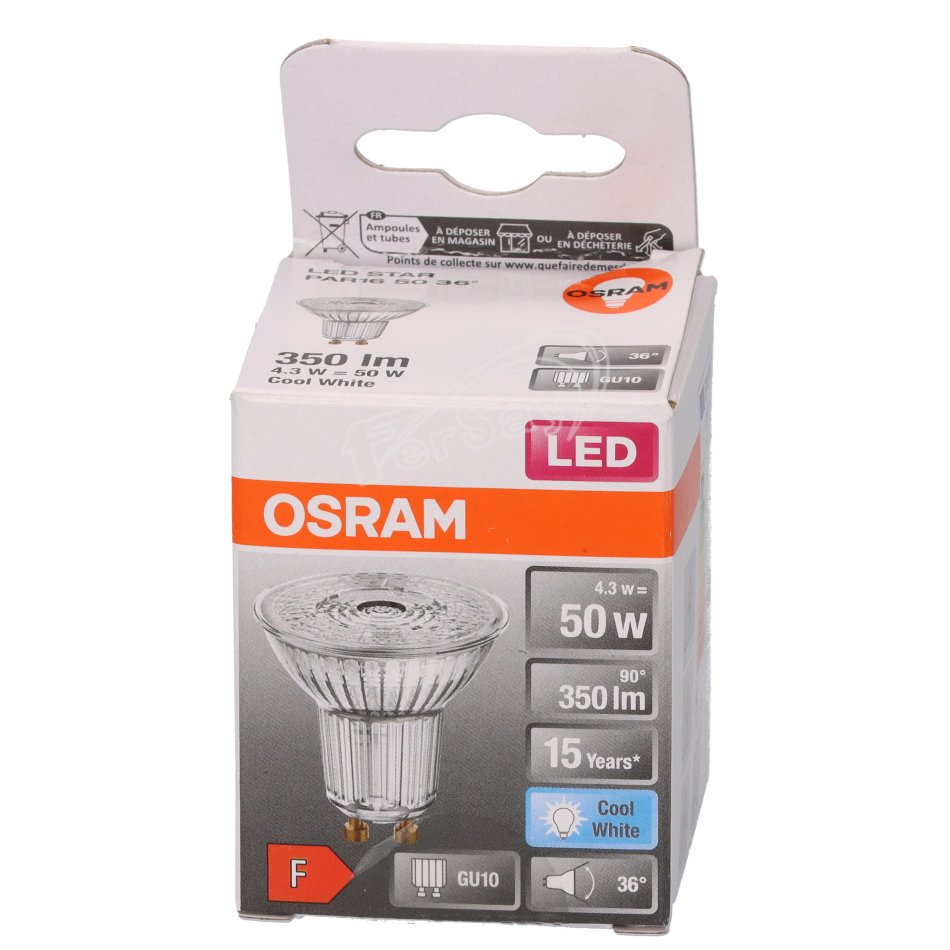 Bombilla LED marca OSRAM,modelo STAR CLASSIC, TIPO GU10, 4000 Kelvin, 350 Lumen, 4,3W Consumo - OSRAMGU104000 - OSRAM - Cenital 3