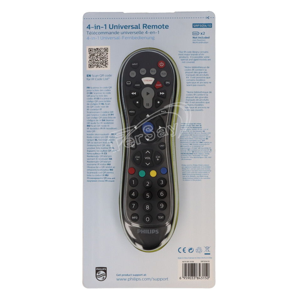 Mando distancia universal 4 en 1 philips tv cable, sat, DVD,  BluRay - SRP301410 - PHILIPS