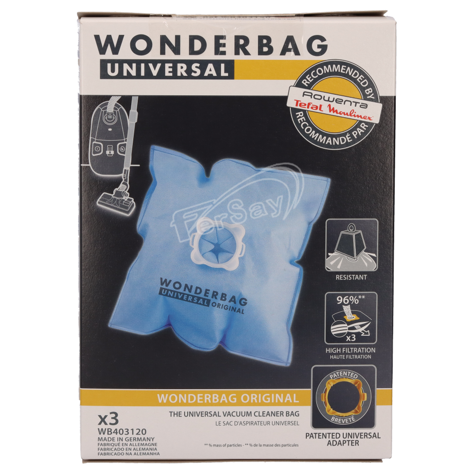 Bolsa aspirador Wonderbag WB403120 3 unidades - WB403120 - GRUPO SEB