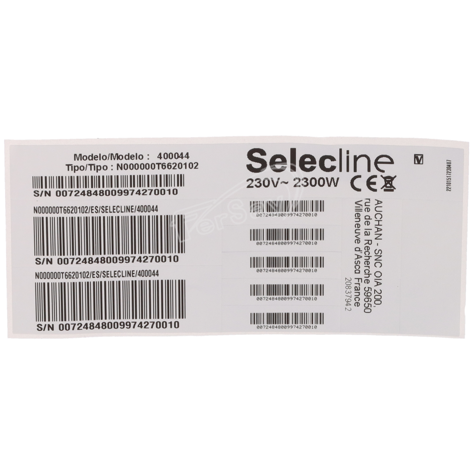 Etiqueta capacidad - 22101517 - SELECLINE