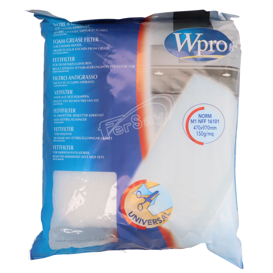 Filtro antigrasa para campana extractora Whirlpool 150g - 41IG0107 - WHIRLPOOL