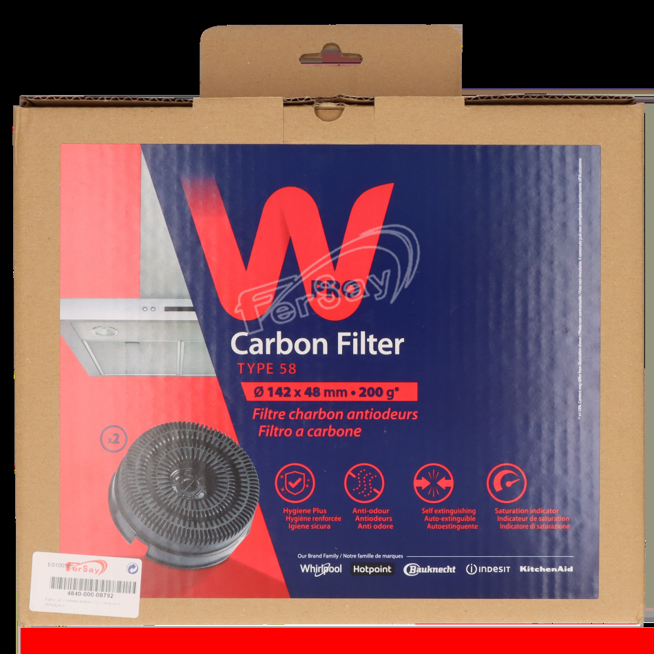 Filtros carbon activo campana Whirlpool 482000009756 - 484000008782 - WHIRLPOOL