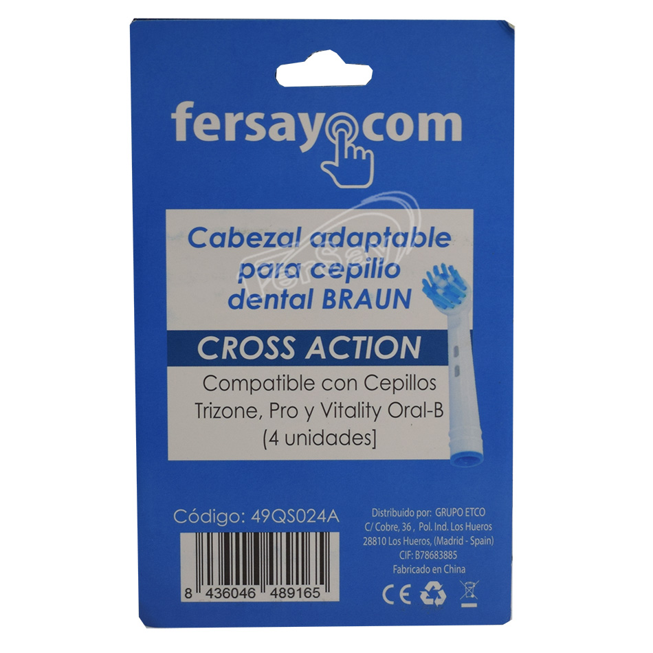 Cabezal adaptable cepillo Braun Cross Action Oral-B - 49QS024A - BRAUN