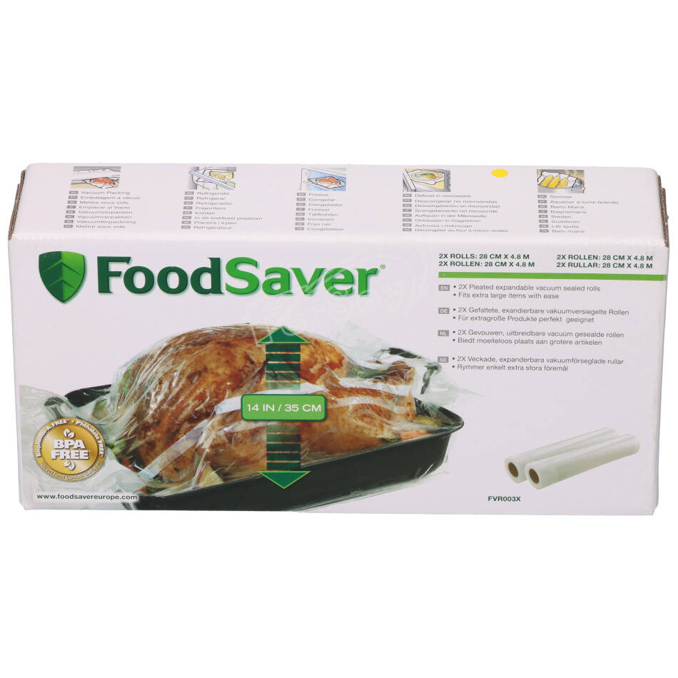 2 rollos por pack para envasadora Foodsaver, 28cm FVR002X - 500OS4804 - FOODSAVER