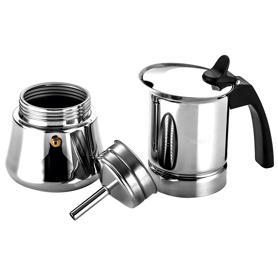 Cafetera italiana de acero inoxidable, marca Fagor, modelo: Etnica, 4 tazas - 81CFFGIET04 - FAGOR