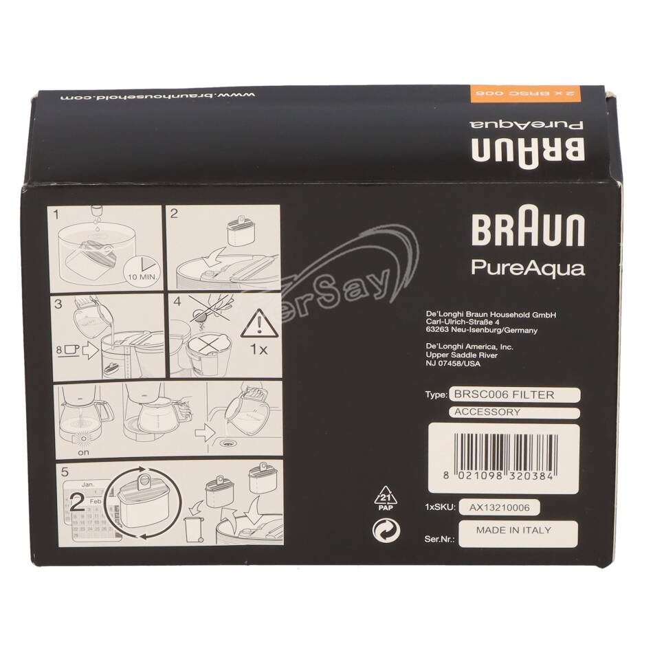 Filtros para cafetera Braun BRSC006 - AX13210006 - BRAUN