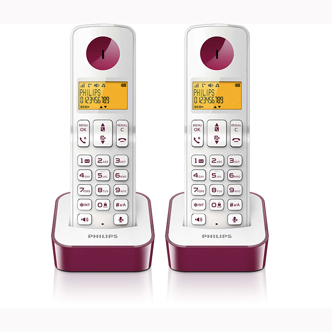 Duo telefonos inalambricos Philips con manos libre - D2102WP23 - *