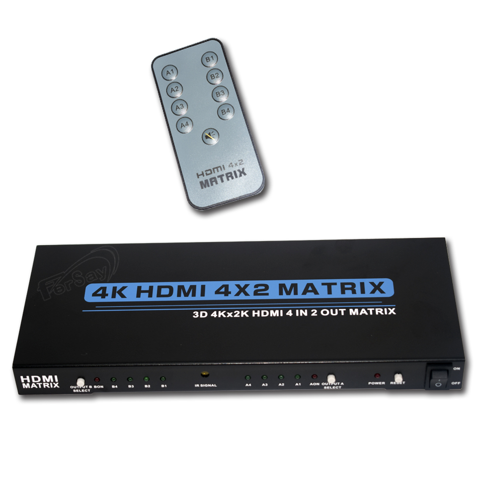 Comutador de 4 entradas HDMI e 2 saídas - ECS5060 - TRANSMEDIA