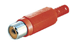 Conector tipo RCA hembra color rojo. - ESC1KR - TRANSMEDIA