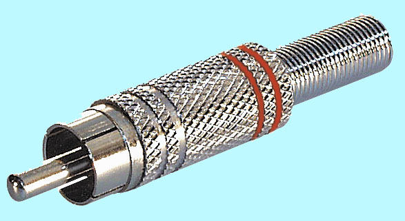 Conector rca macho metal color rojo para cable 6mm - ESC2MR - TRANSMEDIA