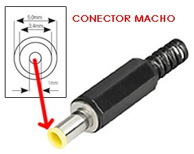 Conector macho alimentación 5,0x3,4x1mm. - ESN17 - TRANSMEDIA