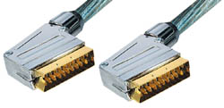 Cable euroconector macho a euroconector macho 21 pin, dorado, 1,5 metros. - EVC3G - TRANSMEDIA