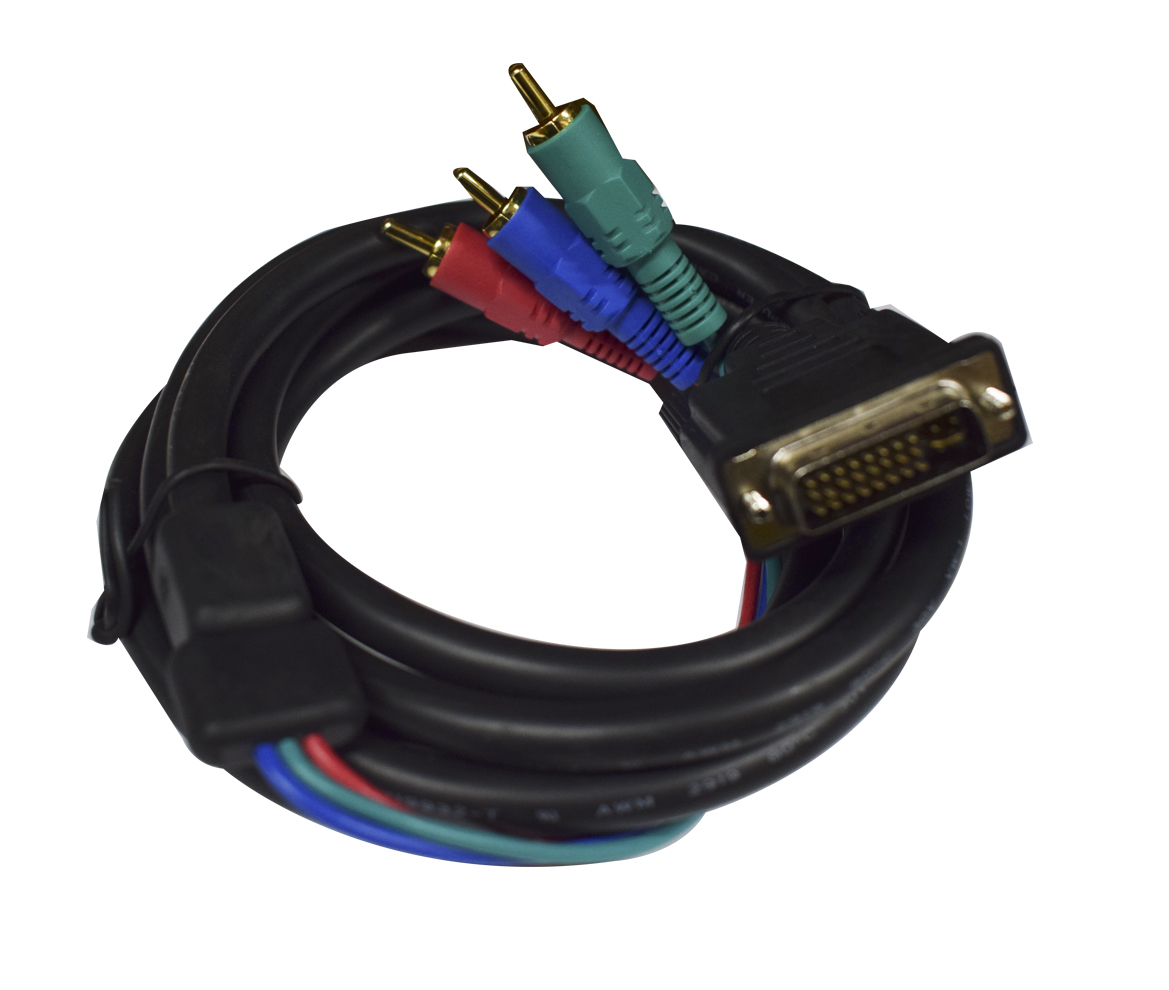 Cable tipo DVI macho 24+5 pin a 3 RCA macho, 1 metro. - EVH2 - TRANSMEDIA