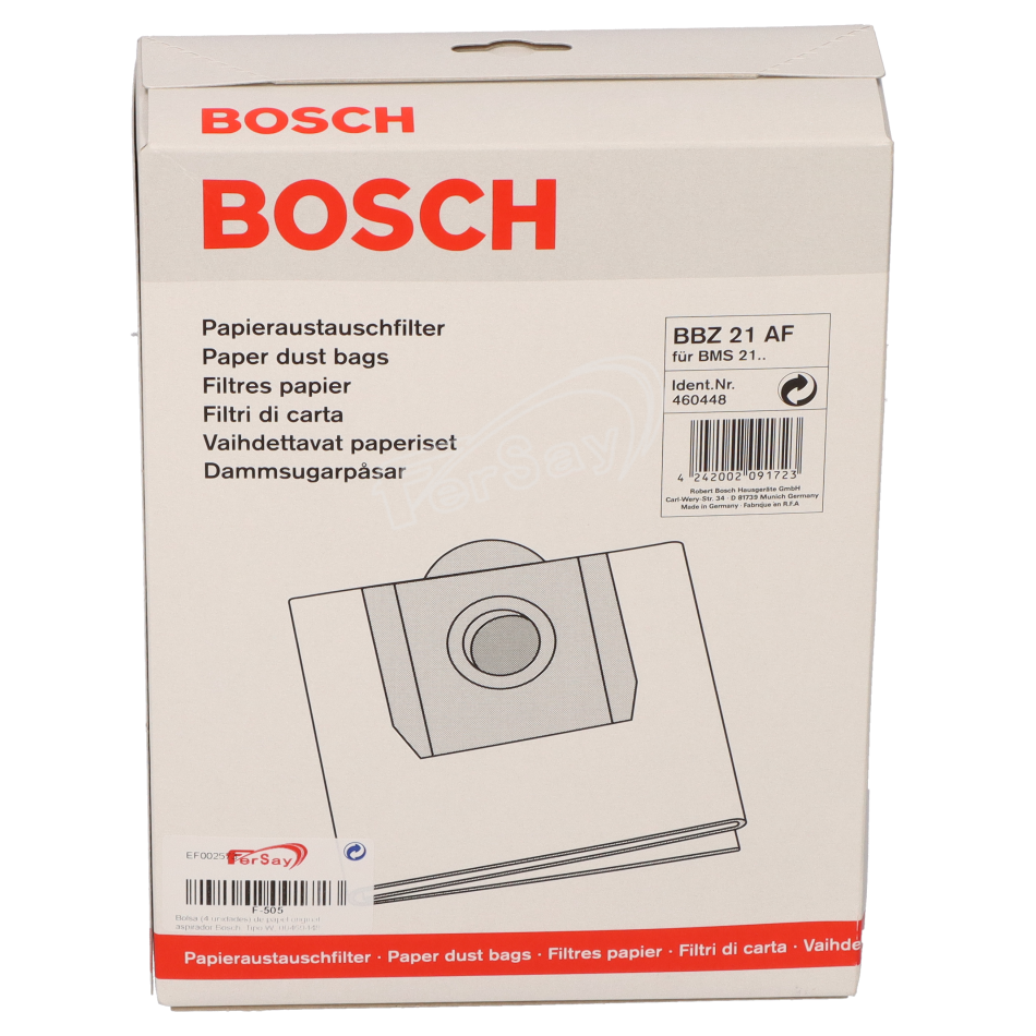 Bolsa para aspirador Bosch Tipo W. - F505 - BSH