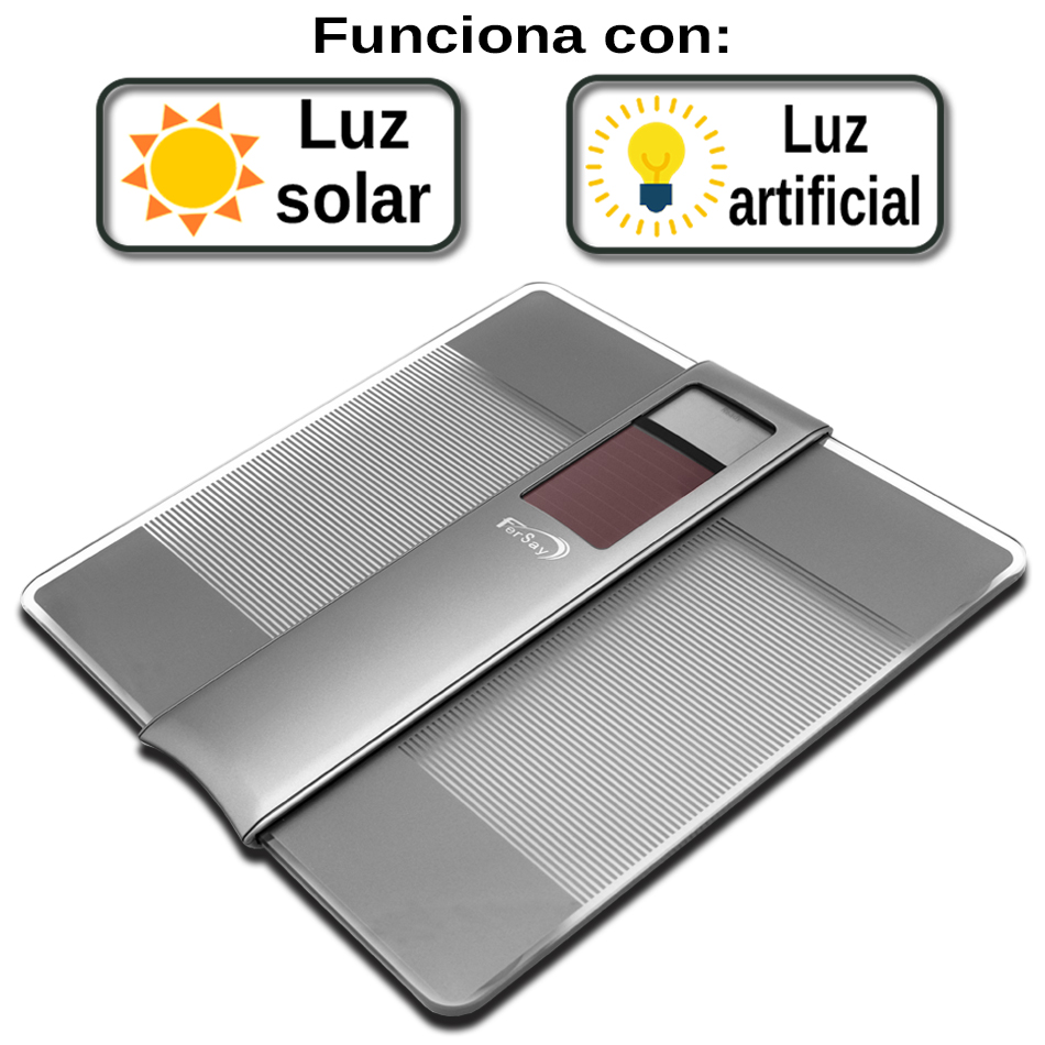 BASCULA SOLAR CON PANTALLA LCD , COLOR GRIS, 150KG - FERSAYBSC1027G - FERSAY