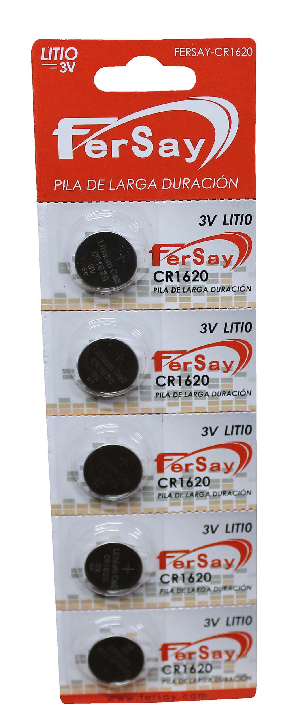 Pila botón litio formato CR1620 Fersay, 5 unidades. - FERSAYCR1620 - FERSAY