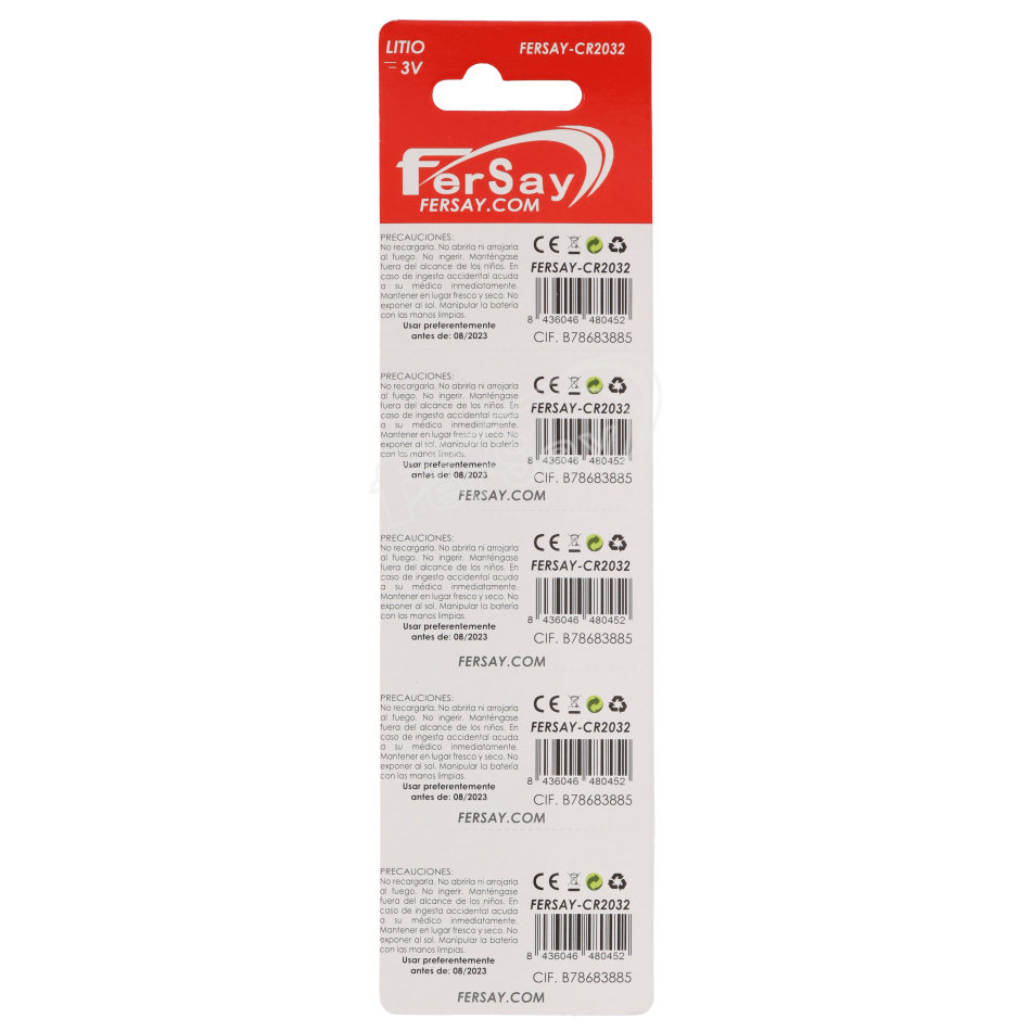 Pila botón Fersay formato CR2032 litio, 5 unidades. - FERSAYCR2032 - FERSAY