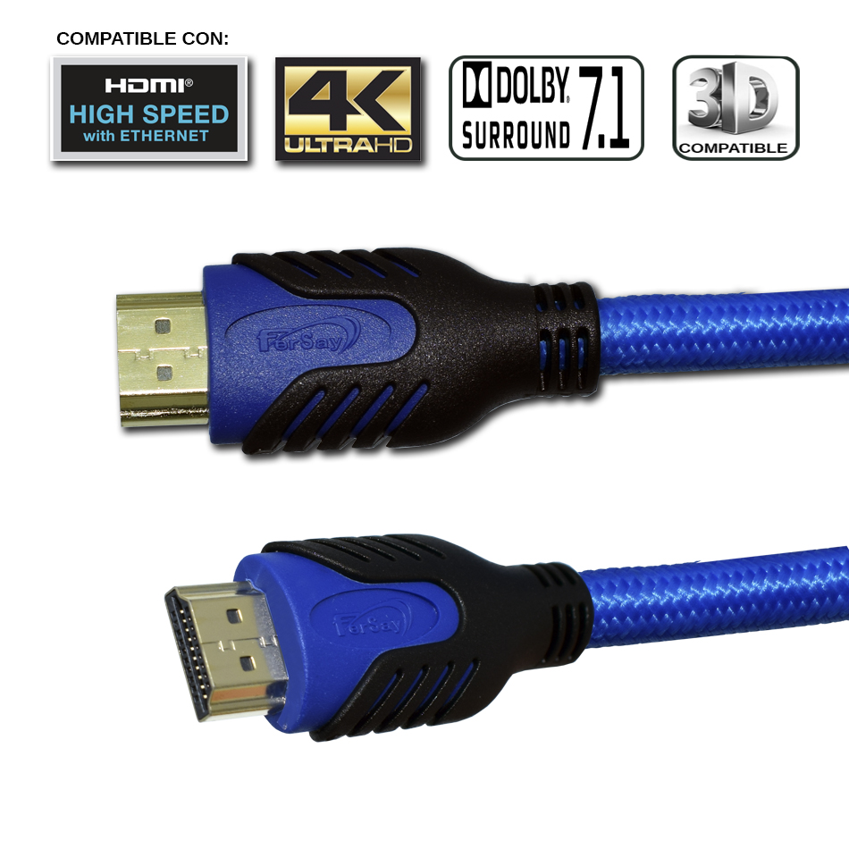 Cable Hdmi 4K Ethernet azul 1,5 Hd Tv Ps4 Xbox One - FERSAYHDMIA - FERSAY