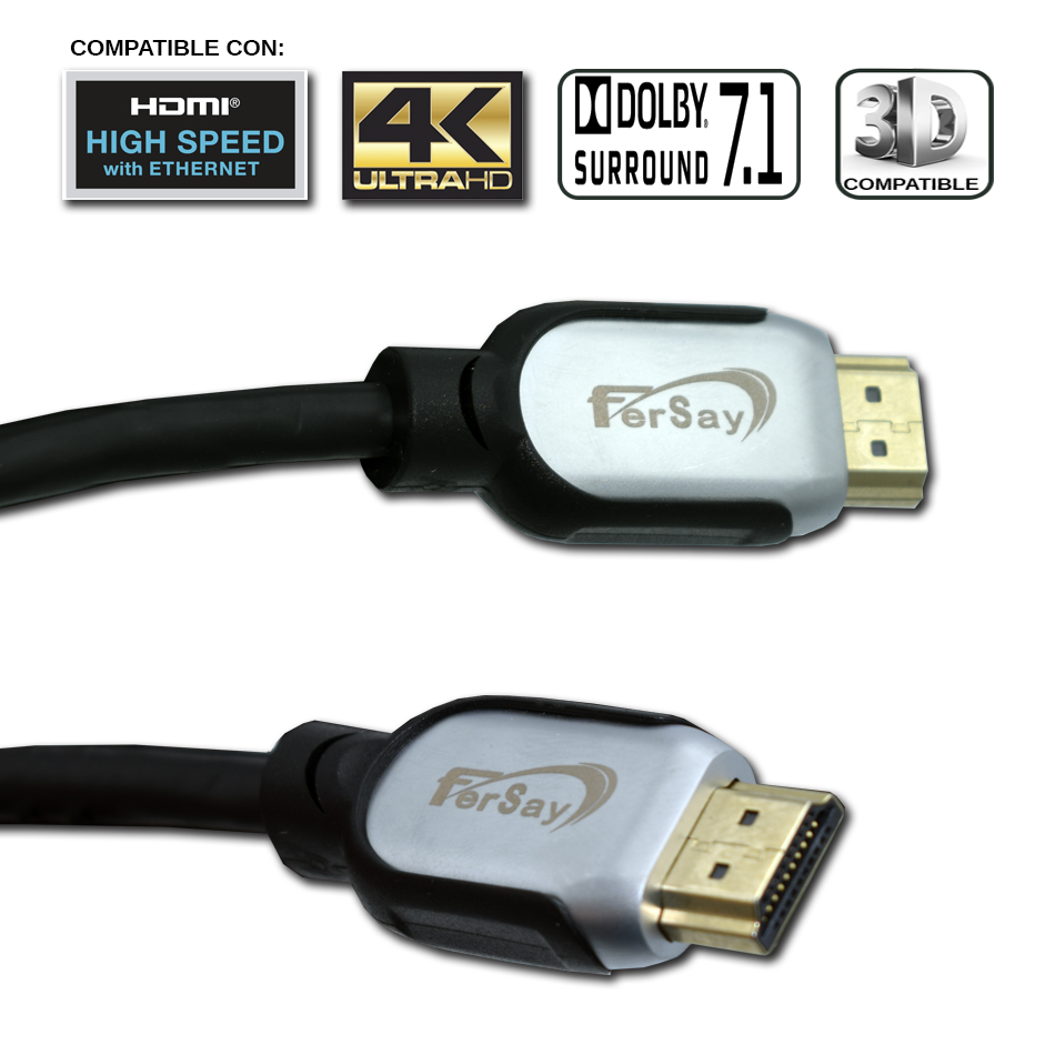 Cable Hdmi Ethernet 4K plata HD Tv PS4 Xbox - FERSAYHDMIP - FERSAY