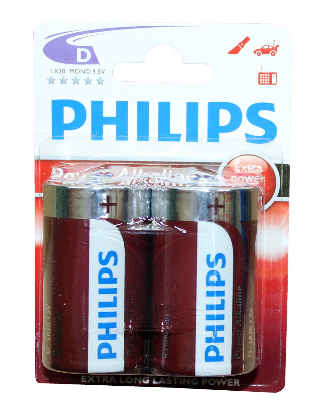 Pila alcalina Philips LR20 Powerlife XXL, 2 unidades. - P23545 - PHILIPS