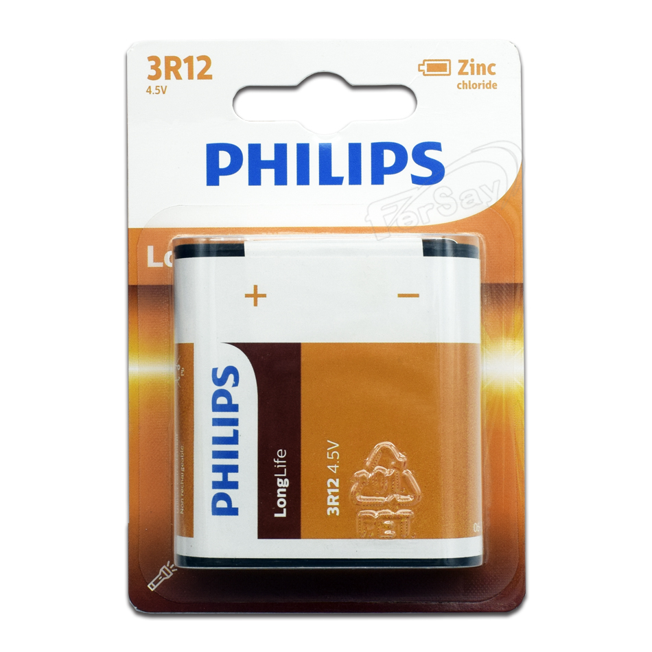 Pila alcalina Philips modelo 3R12 petaca. - P24698 - PHILIPS