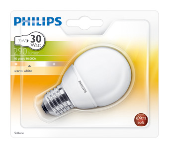 Bombilla esferica bajo consumo Philips 7W E27 - PHCFLESFE7WE27 - PHILIPS
