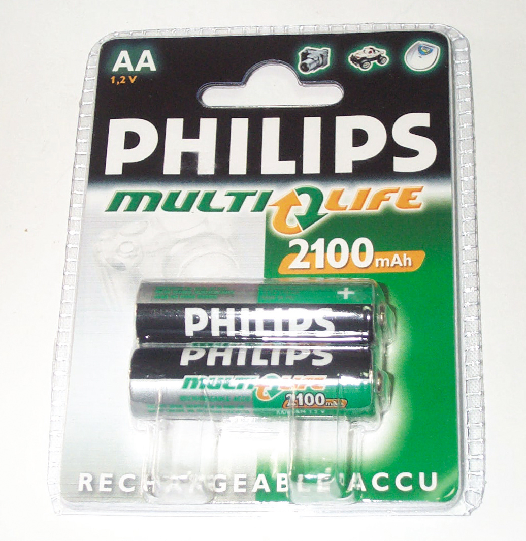 Pila recargable Pilips R06 2100 Mah formato AA, 2 unidades. - PHILIPSR62100MAH - PHILIPS